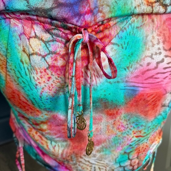 Luli Fama Cabana V-Neck Beach Dress in Multicolor Animal Print Size XS - Picture 2 of 7